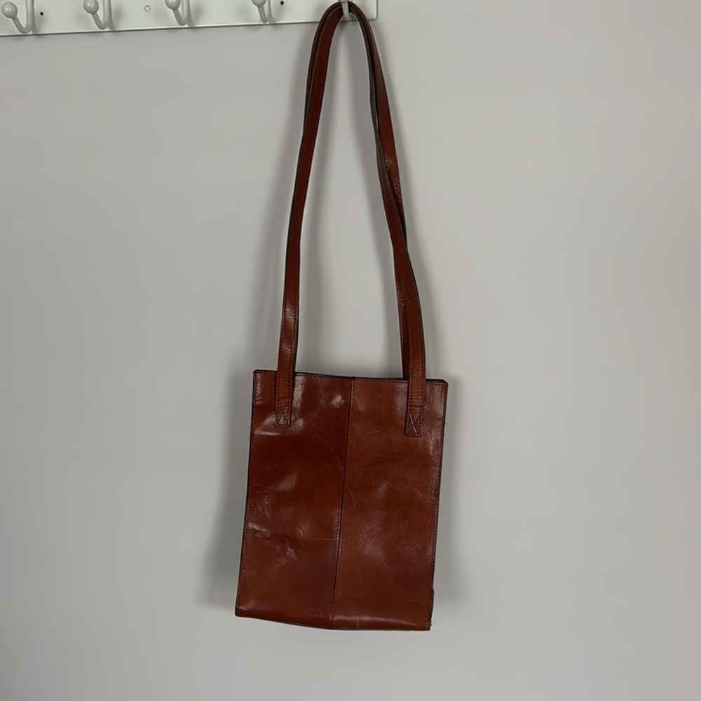 Vintage Aldo Shoulder Bag, Chestnut 90s Style Purse, Structured Leather Bag